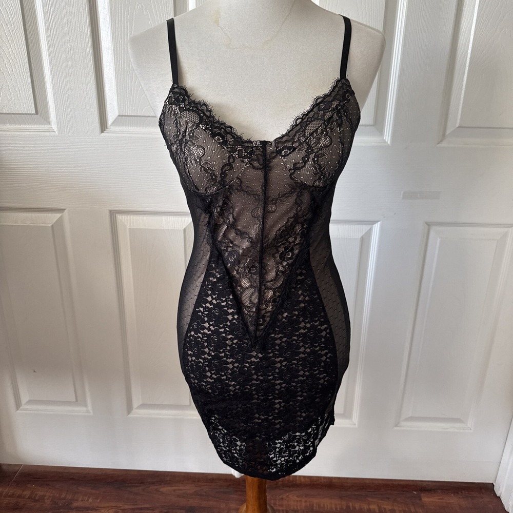 Privy Lace Lingerie Style Slip Dress Womens Small Black Body Con Y2K
